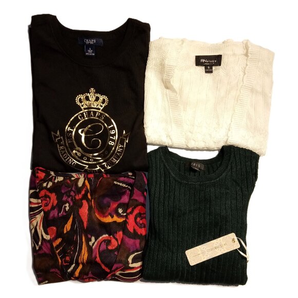 Chaps Tops - Women Tops  4 pc lot  size SMALL  New with tags  Chaps Long Sleeve Tee  Pullover